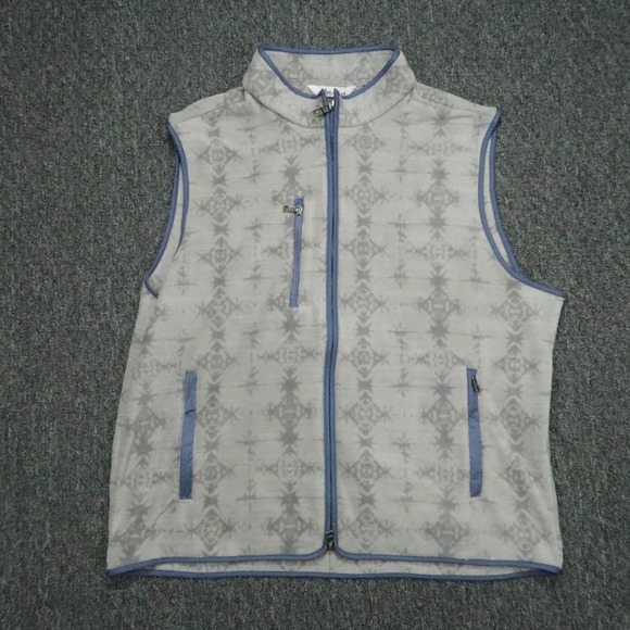Peter Millar Vest Men XL Gray Micro Shearling Fleece Full Zip Performance